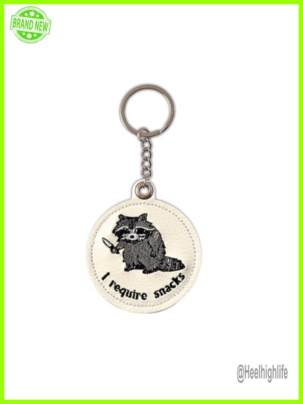 Handmade Raccoon Keychain PU Leather Embroidered Bag Charm